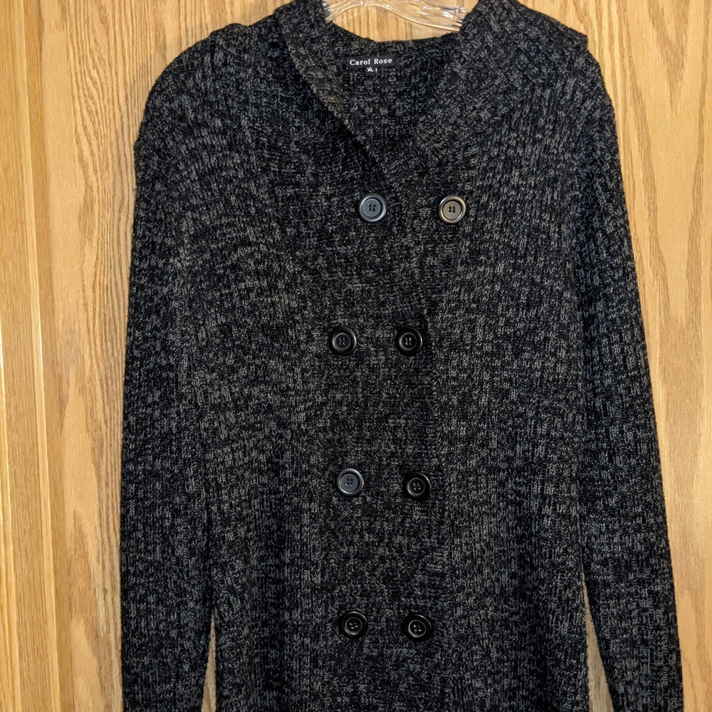 Carol Rose Black/GrayDouble-Breasted Sweater